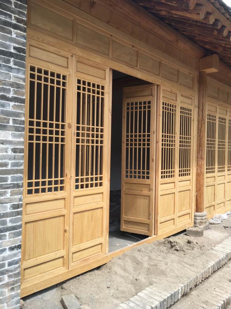 西安仿古门窗定制 松木门窗厂家直销 镂空实木花格门窗