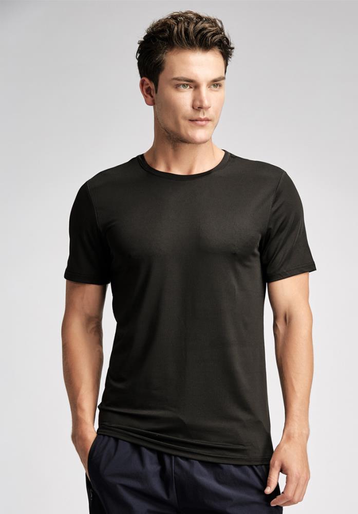 网红爆款防水防污圆领短袖t恤黑科技纳米面料速干透气短t男