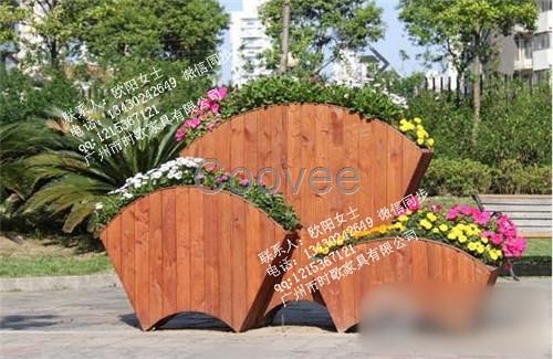 扇形户外实木花箱组合梅州室外花箱厂家供应爆款上市