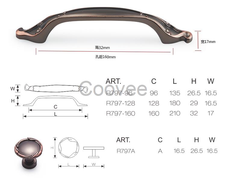 莱迪拉手红泡色电视柜把手橱柜衣柜鞋柜子柜门复古红泡色小拉手