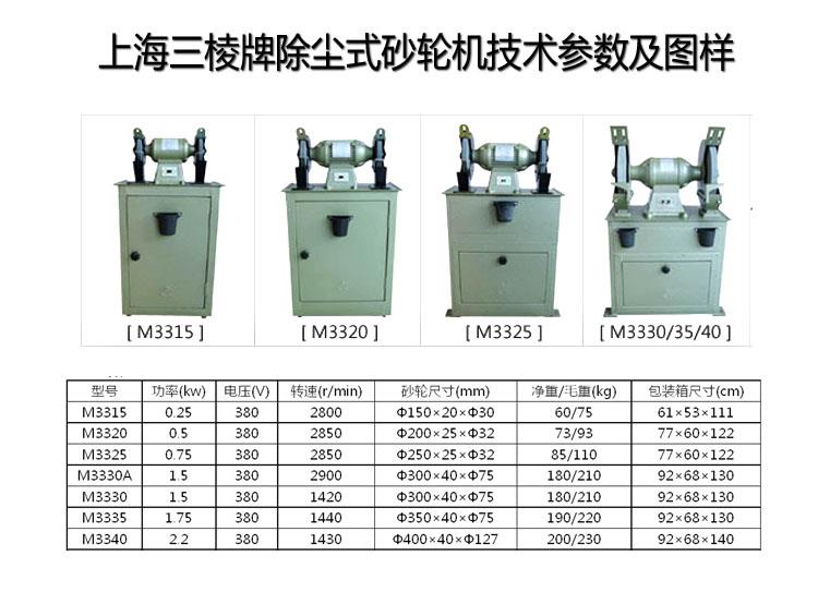 上海三棱M3335除尘式砂轮机