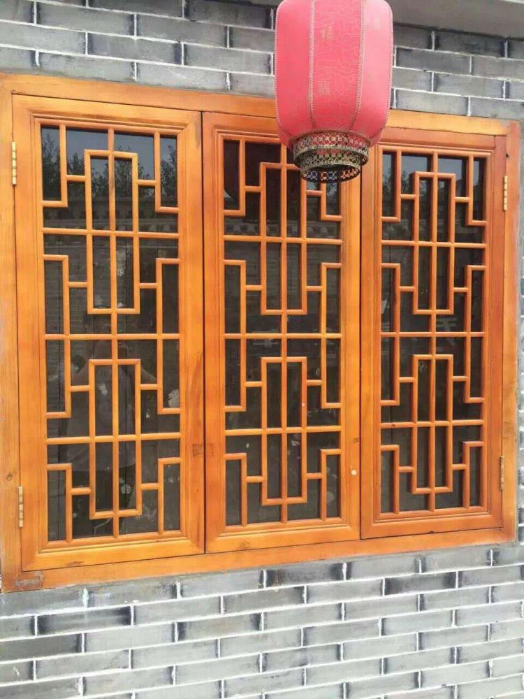 西安仿古门窗定制 松木门窗厂家直销 镂空实木花格门窗