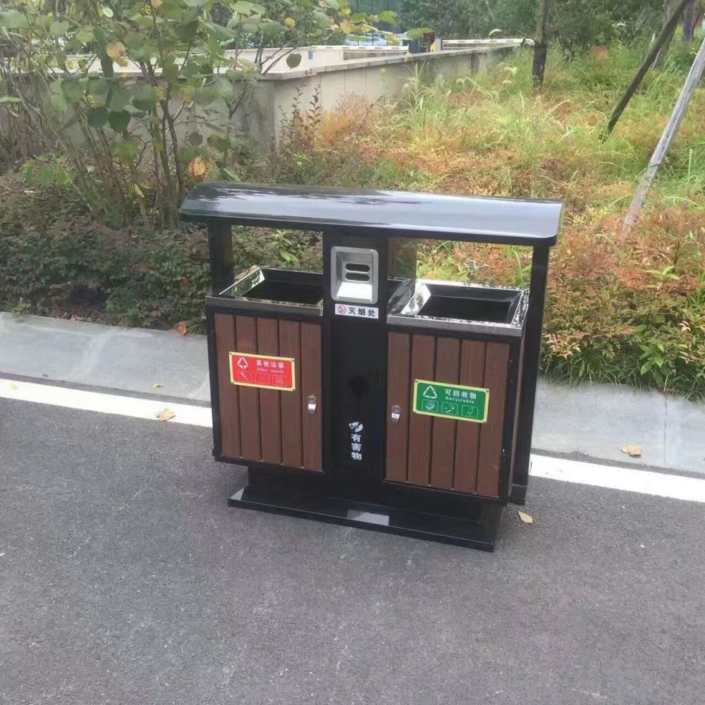 现货供应公园分类垃圾桶钢木垃圾桶